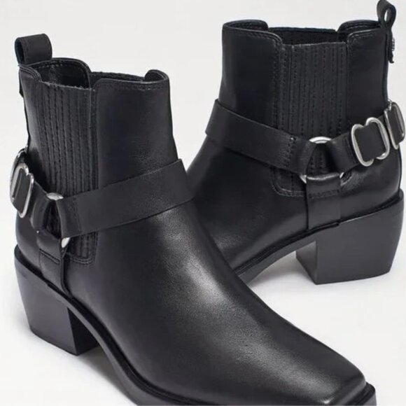 Sam Edelman Bellamie Leather Moto Boots Black Size 7 NIB - Picture 1 of 16